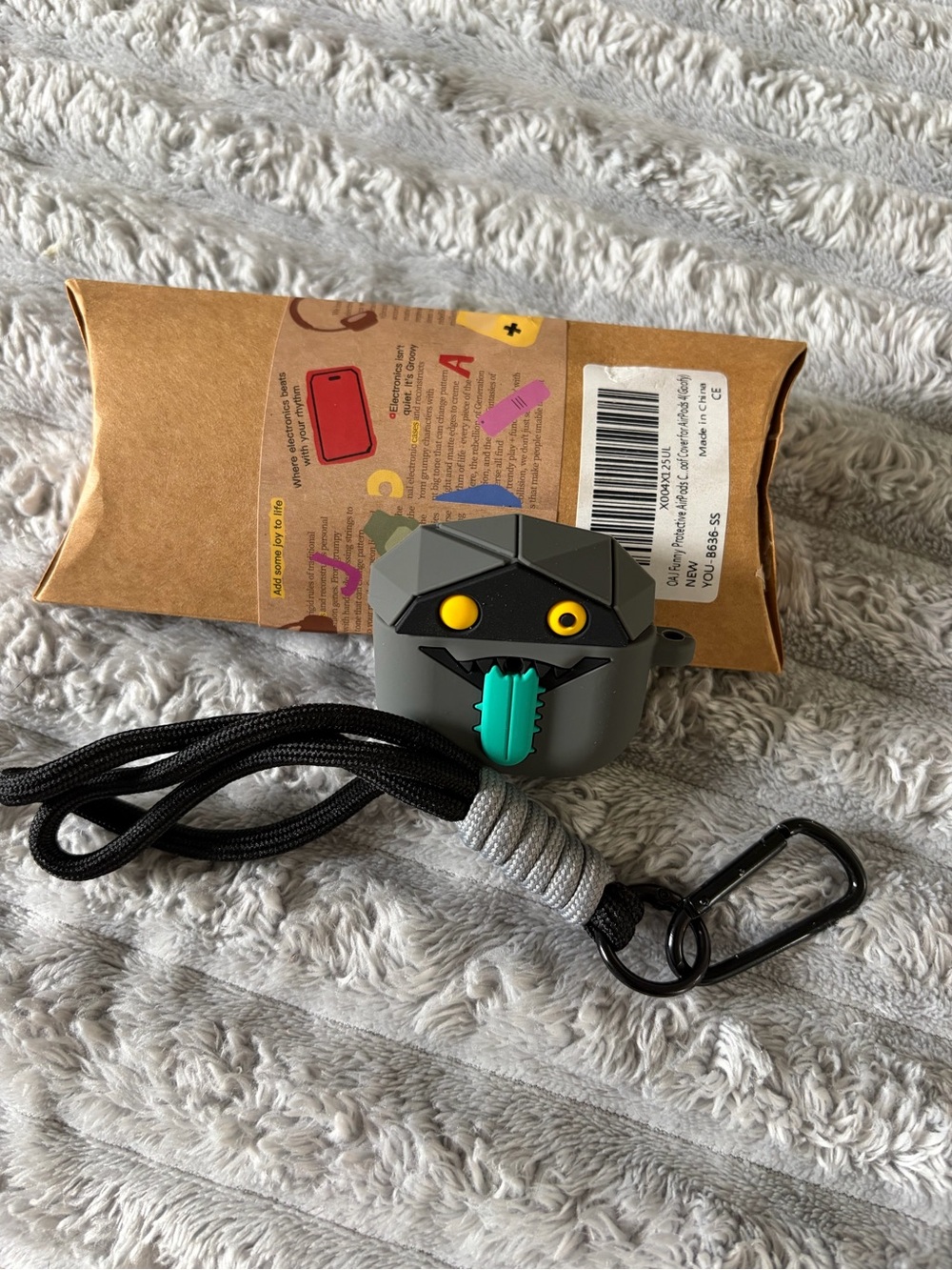 Monster AirPods 4 Case Cover with Lanyard - Gray/Teal